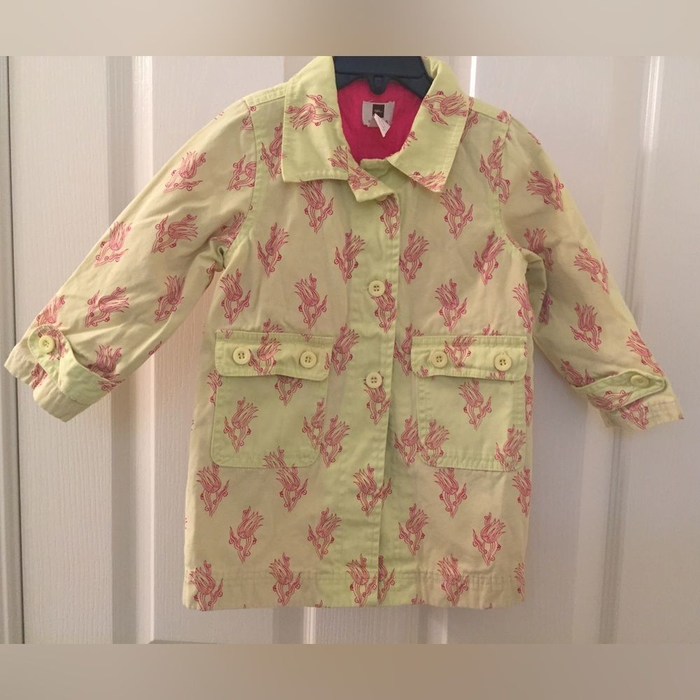 Tea Collection Girls Yellow and Pink Tulip Trench Coat Size 2T